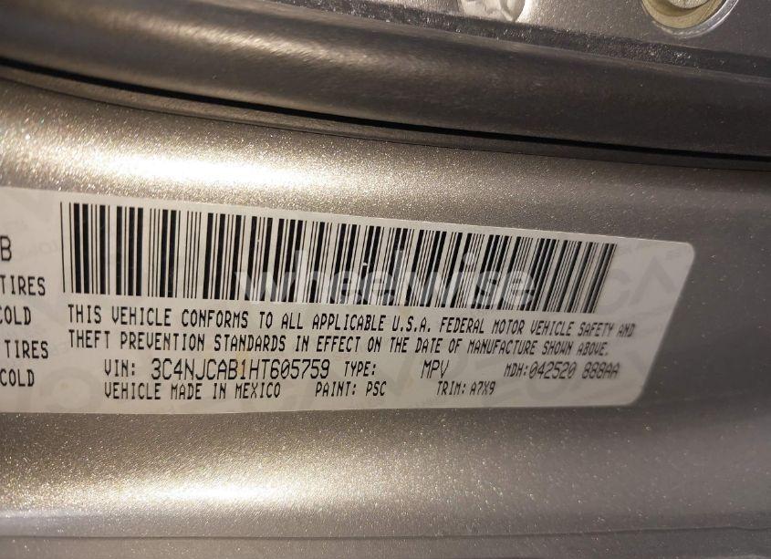 Photo 9 of 2017 Jeep New COMPASS SPORT FWD (VIN 3C4NJCAB1HT605759)