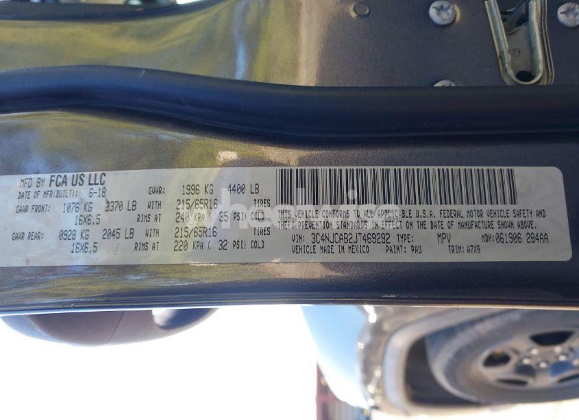 Photo 9 of 2018 Jeep Compass SPORT FWD (VIN 3C4NJCAB2JT469292)