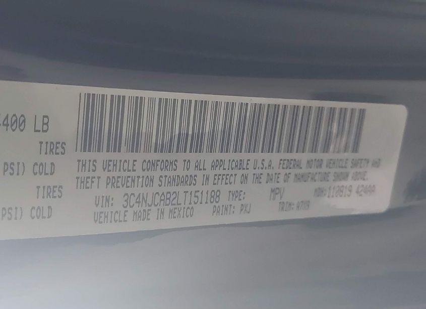 Photo 9 of 2020 Jeep Compass SPORT FWD (VIN 3C4NJCAB2LT151188)