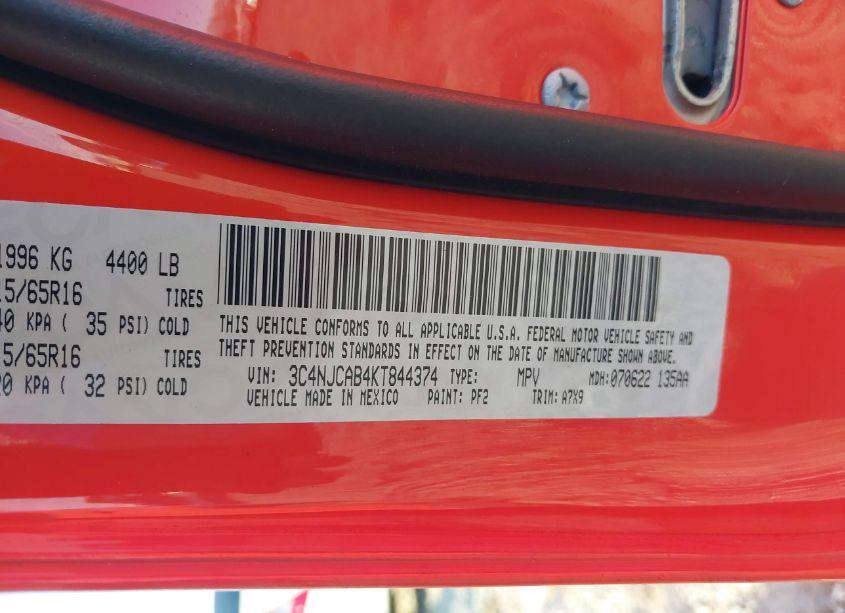 Photo 9 of 2019 Jeep Compass SPORT FWD (VIN 3C4NJCAB4KT844374)