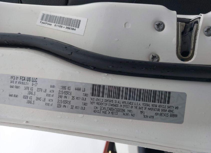 Photo 9 of 2017 Jeep New COMPASS SPORT FWD (VIN 3C4NJCAB5HT668394)