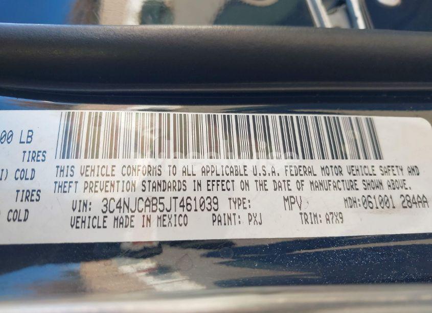 Photo 9 of 2018 Jeep Compass SPORT FWD (VIN 3C4NJCAB5JT461039)