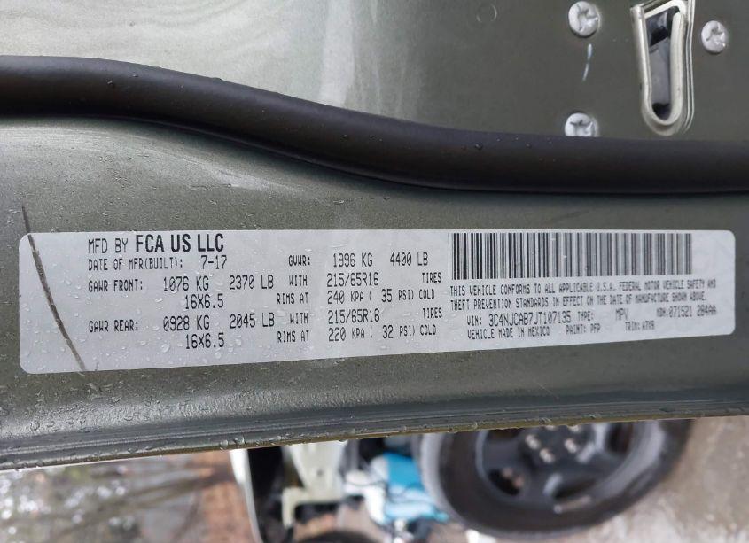 Photo 9 of 2018 Jeep Compass SPORT FWD (VIN 3C4NJCAB7JT107135)