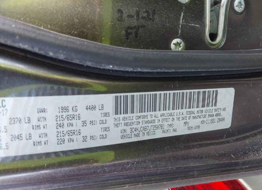 Photo 9 of 2018 Jeep Compass SPORT FWD (VIN 3C4NJCAB7JT250781)