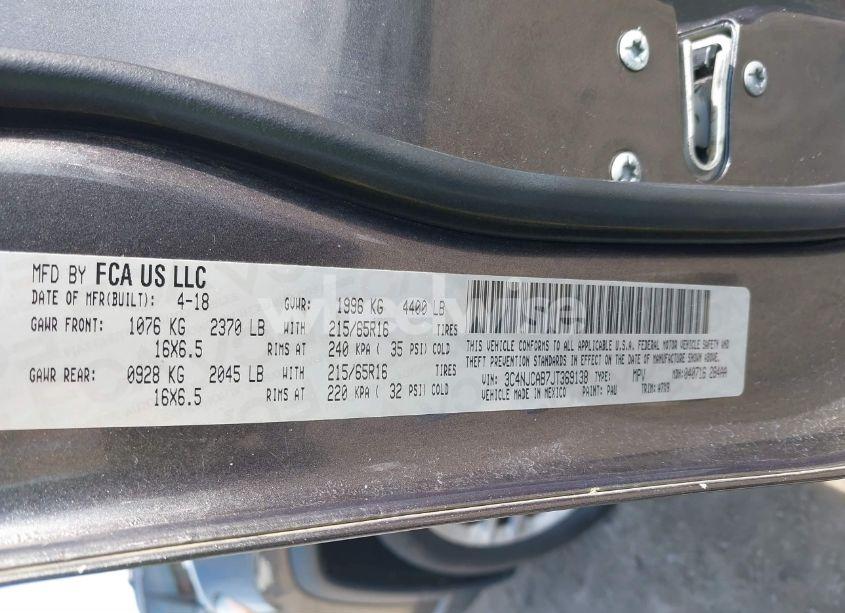 Photo 9 of 2018 Jeep Compass SPORT FWD (VIN 3C4NJCAB7JT369138)