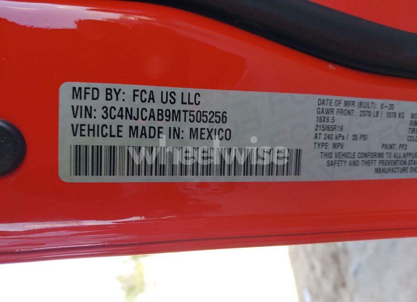 Photo 9 of 2021 Jeep Compass SPORT FWD (VIN 3C4NJCAB9MT505256)