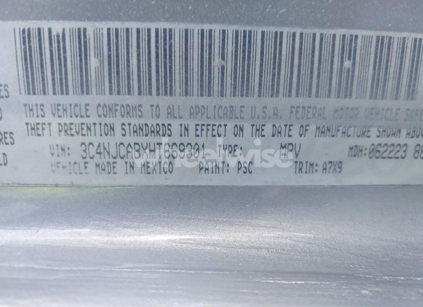 Photo 9 of 2017 Jeep New COMPASS SPORT FWD (VIN 3C4NJCABXHT669301)