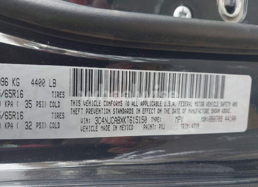 Photo 9 of 2019 Jeep Compass SPORT FWD (VIN 3C4NJCABXKT615150)