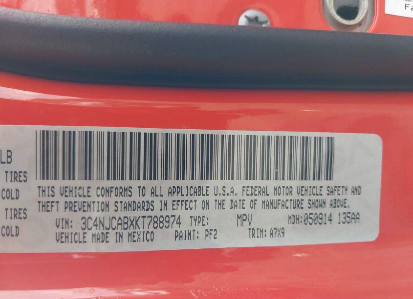 Photo 9 of 2019 Jeep Compass SPORT FWD (VIN 3C4NJCABXKT788974)