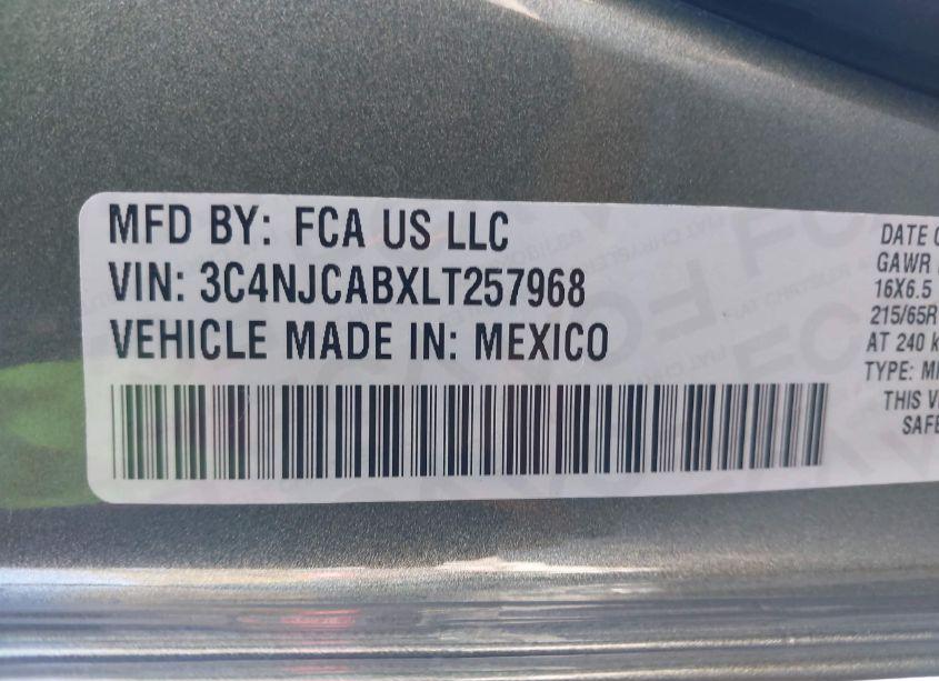 Photo 9 of 2020 Jeep Compass SPORT FWD (VIN 3C4NJCABXLT257968)