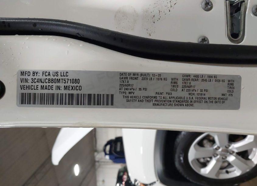 Photo 9 of 2021 Jeep Compass LATITUDE FWD (VIN 3C4NJCBB0MT571080)