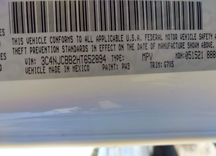 Photo 9 of 2017 Jeep New COMPASS LATITUDE FWD (VIN 3C4NJCBB2HT652894)