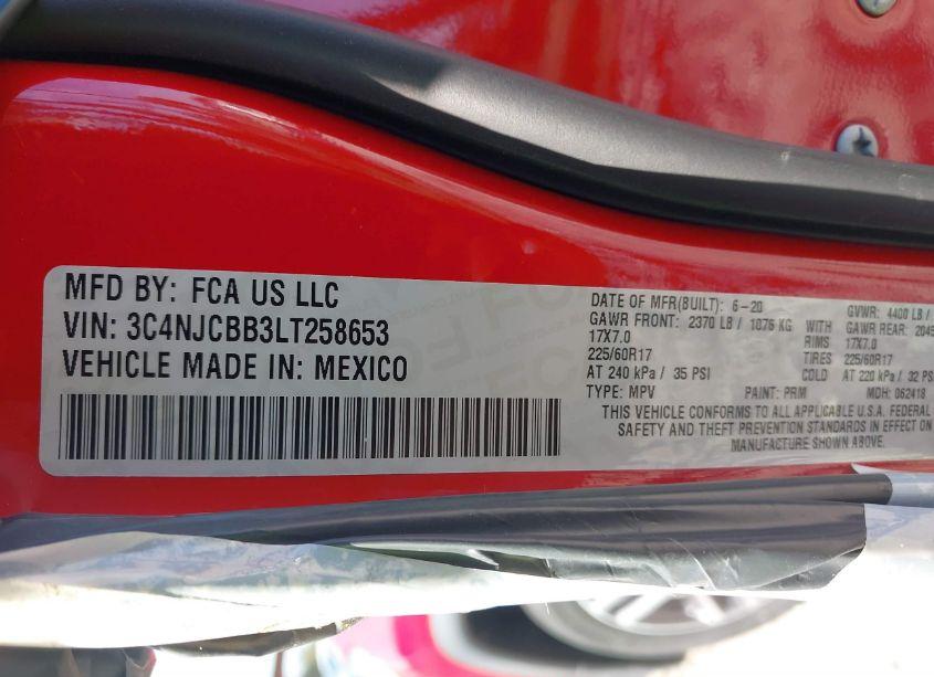 Photo 9 of 2020 Jeep Compass LATITUDE FWD (VIN 3C4NJCBB3LT258653)