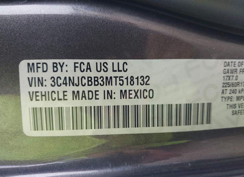 Photo 9 of 2021 Jeep Compass LATITUDE FWD (VIN 3C4NJCBB3MT518132)