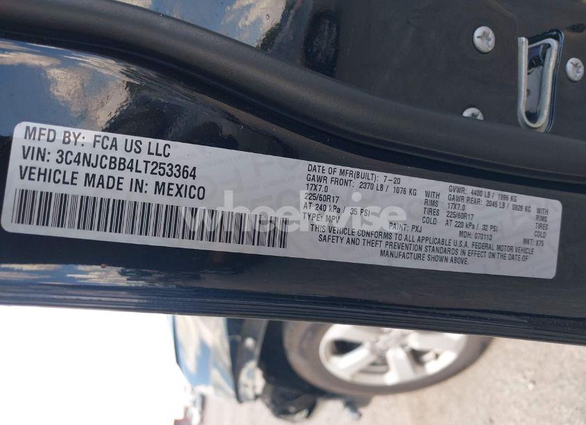 Photo 9 of 2020 Jeep Compass LATITUDE FWD (VIN 3C4NJCBB4LT253364)