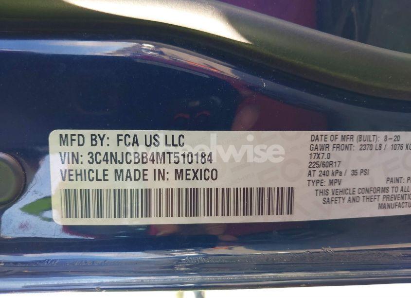 Photo 9 of 2021 Jeep Compass LATITUDE FWD (VIN 3C4NJCBB4MT510184)