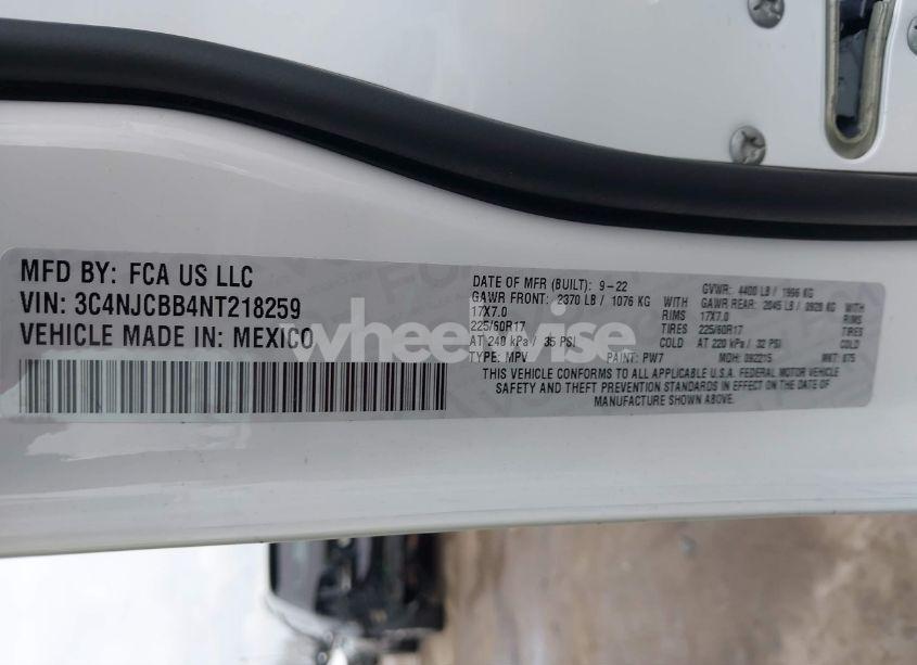 Photo 9 of 2022 Jeep Compass LATITUDE FWD (VIN 3C4NJCBB4NT218259)