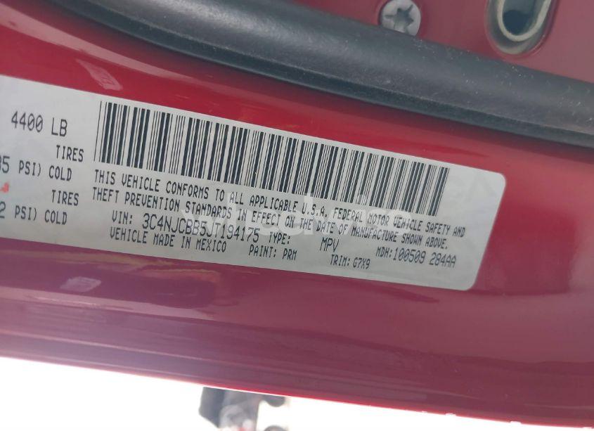 Photo 9 of 2018 Jeep Compass LATITUDE FWD (VIN 3C4NJCBB5JT194175)