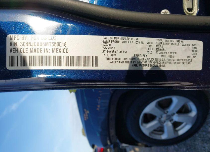 Photo 9 of 2021 Jeep Compass LATITUDE FWD (VIN 3C4NJCBB6MT560018)