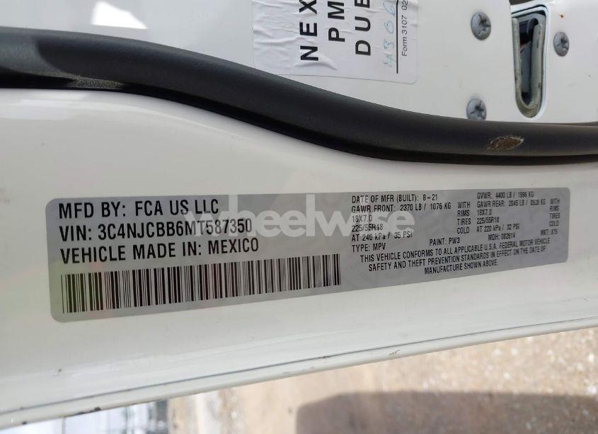 Photo 9 of 2021 Jeep Compass ALTITUDE FWD (VIN 3C4NJCBB6MT587350)