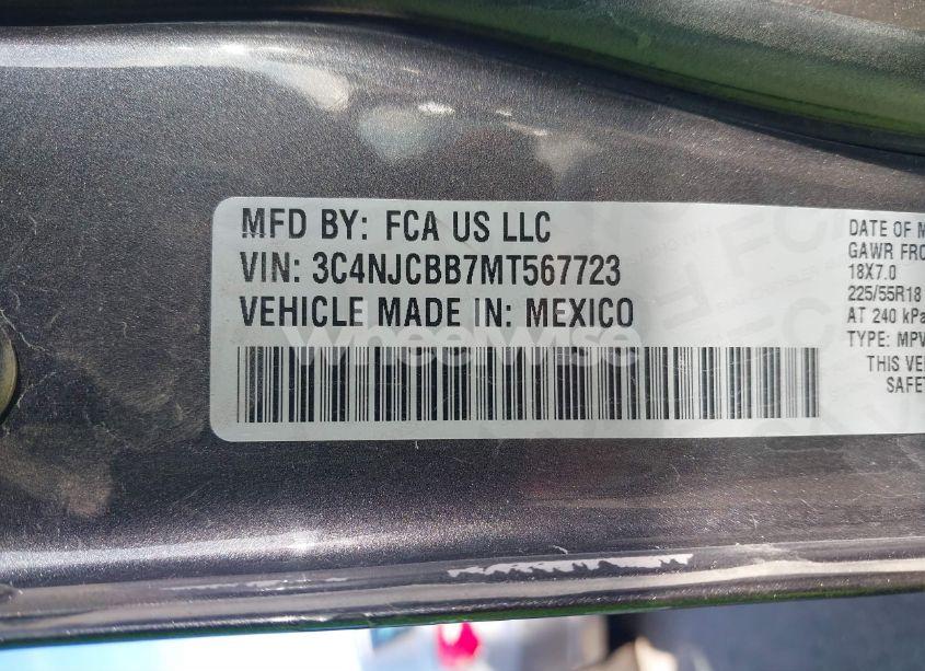 Photo 9 of 2021 Jeep Compass ALTITUDE FWD (VIN 3C4NJCBB7MT567723)