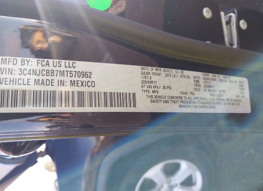 Photo 9 of 2021 Jeep Compass LATITUDE FWD (VIN 3C4NJCBB7MT570962)