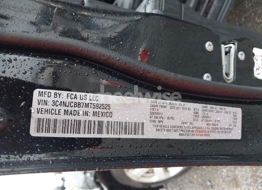 Photo 9 of 2021 Jeep Compass LATITUDE FWD (VIN 3C4NJCBB7MT592525)