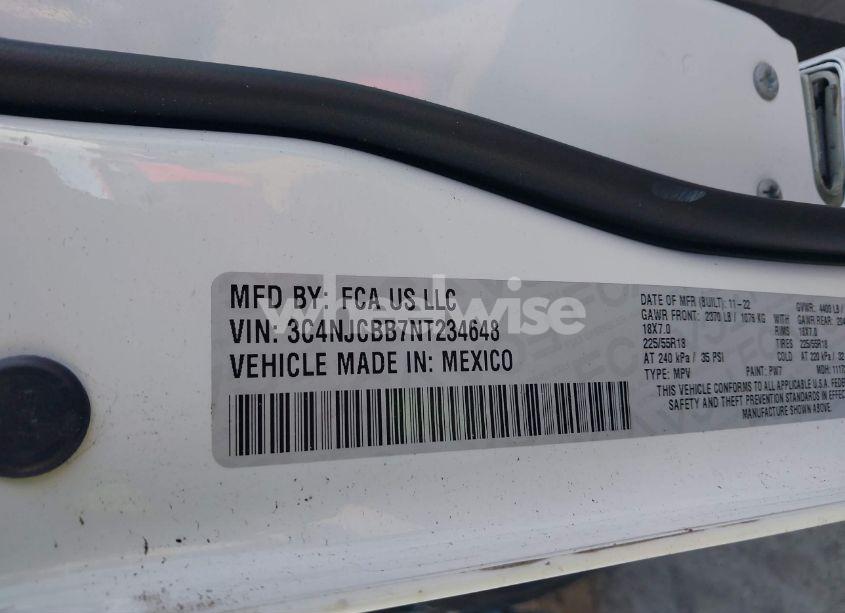 Photo 9 of 2022 Jeep Compass ALTITUDE FWD (VIN 3C4NJCBB7NT234648)