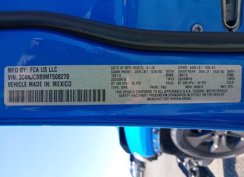 Photo 9 of 2021 Jeep Compass ALTITUDE FWD (VIN 3C4NJCBB9MT508270)