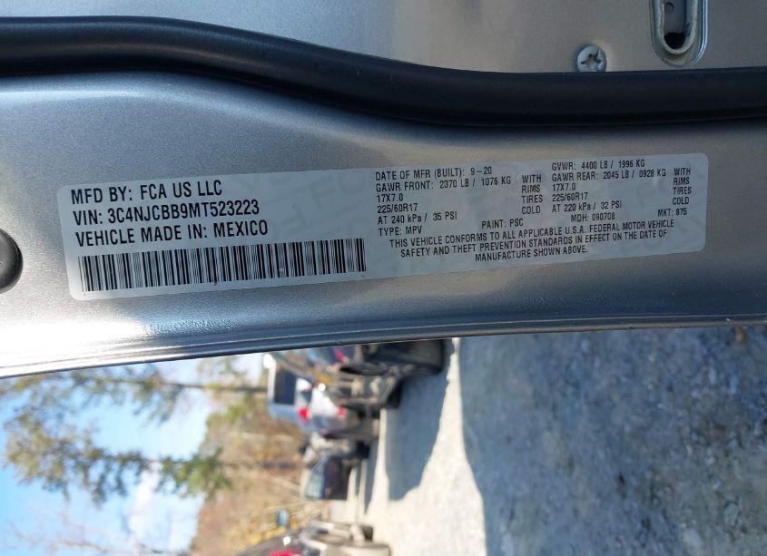 Photo 9 of 2021 Jeep Compass LATITUDE FWD (VIN 3C4NJCBB9MT523223)