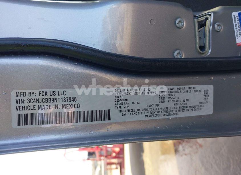 Photo 9 of 2022 Jeep Compass ALTITUDE FWD (VIN 3C4NJCBB9NT187946)