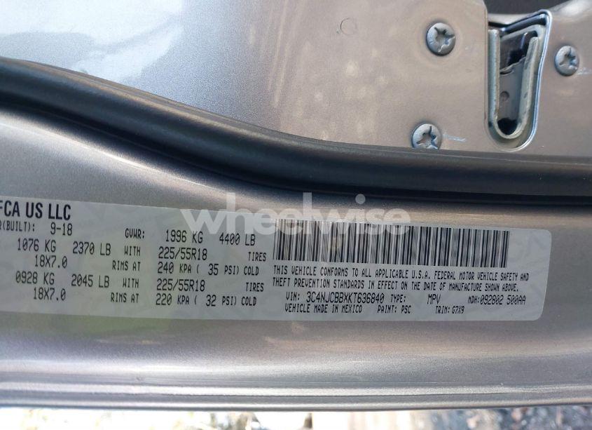 Photo 9 of 2019 Jeep Compass ALTITUDE FWD (VIN 3C4NJCBBXKT636840)