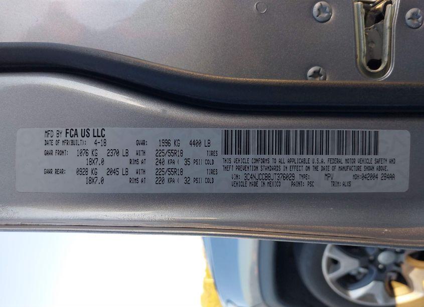 Photo 9 of 2018 Jeep Compass LIMITED FWD (VIN 3C4NJCCB8JT376029)