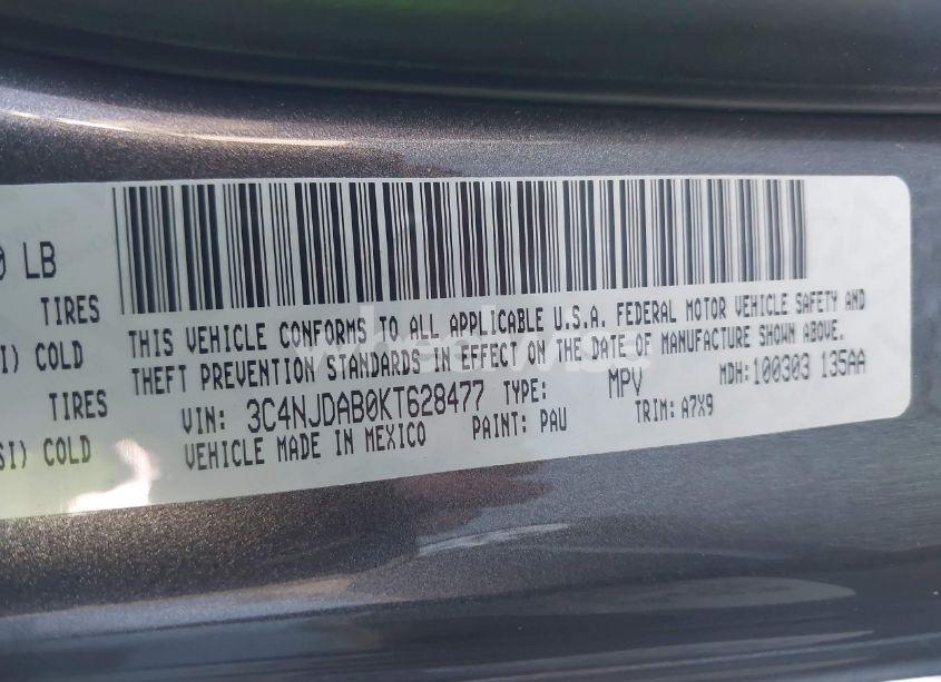 Photo 9 of 2019 Jeep Compass SPORT 4X4 (VIN 3C4NJDAB0KT628477)