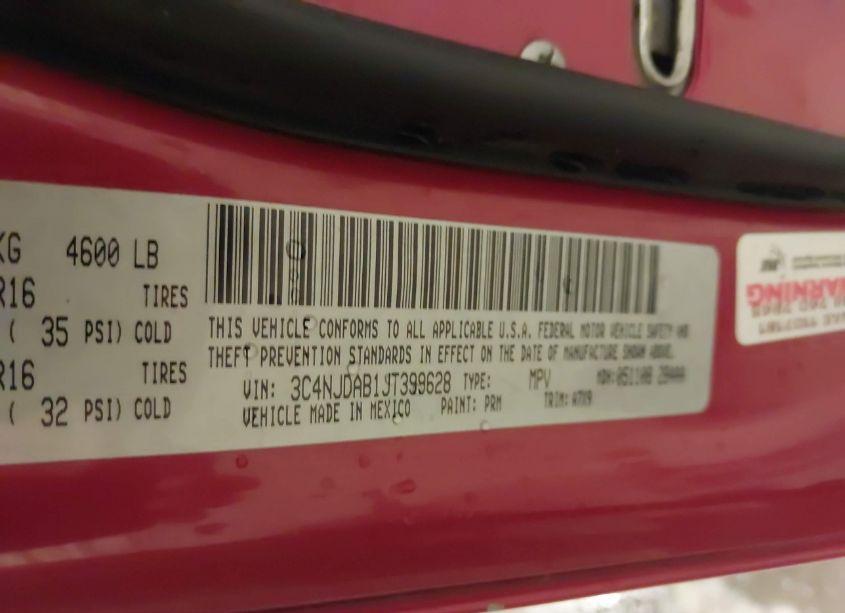 Photo 9 of 2018 Jeep Compass SPORT 4X4 (VIN 3C4NJDAB1JT399628)