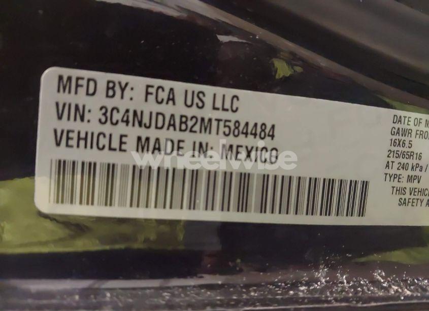 Photo 9 of 2021 Jeep Compass SPORT 4X4 (VIN 3C4NJDAB2MT584484)