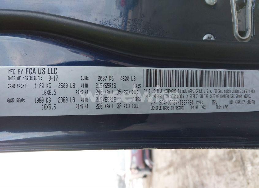 Photo 9 of 2017 Jeep New COMPASS SPORT 4X4 (VIN 3C4NJDAB7HT627724)