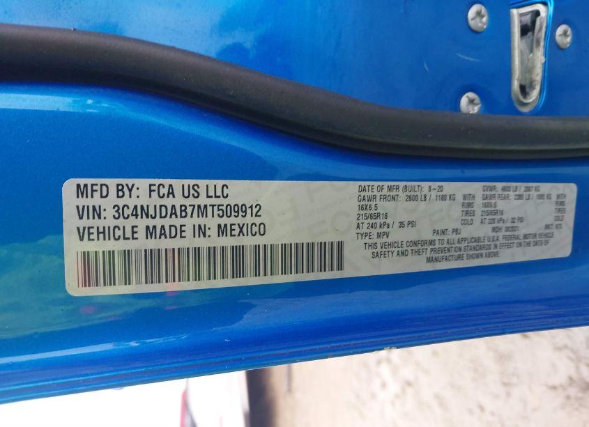 Photo 9 of 2021 Jeep Compass SPORT 4X4 (VIN 3C4NJDAB7MT509912)