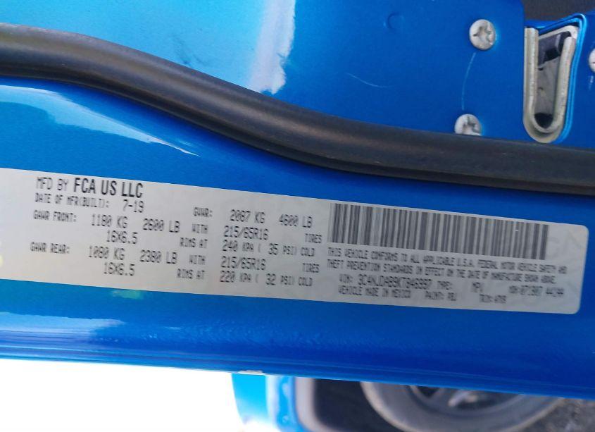 Photo 9 of 2019 Jeep Compass SPORT 4X4 (VIN 3C4NJDAB9KT846997)