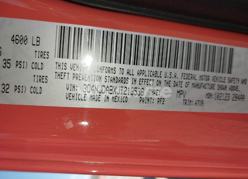 Photo 9 of 2018 Jeep Compass SPORT 4X4 (VIN 3C4NJDABXJT213536)