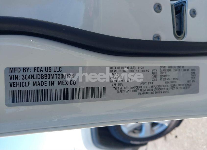 Photo 9 of 2021 Jeep Compass LATITUDE 4X4 (VIN 3C4NJDBB0MT500726)