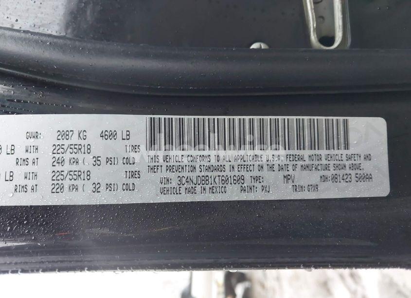 Photo 9 of 2019 Jeep Compass ALTITUDE 4X4 (VIN 3C4NJDBB1KT601609)