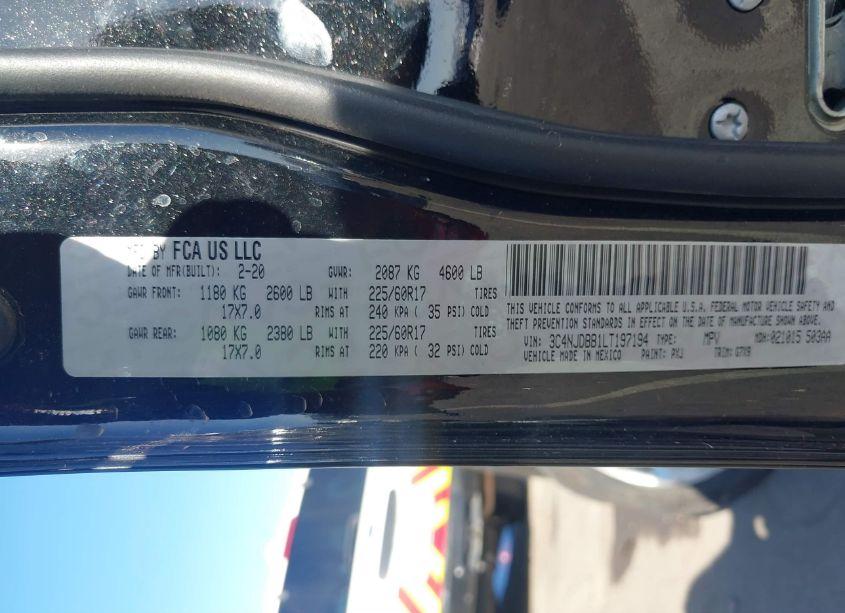 Photo 9 of 2020 Jeep Compass LATITUDE 4X4 (VIN 3C4NJDBB1LT197194)