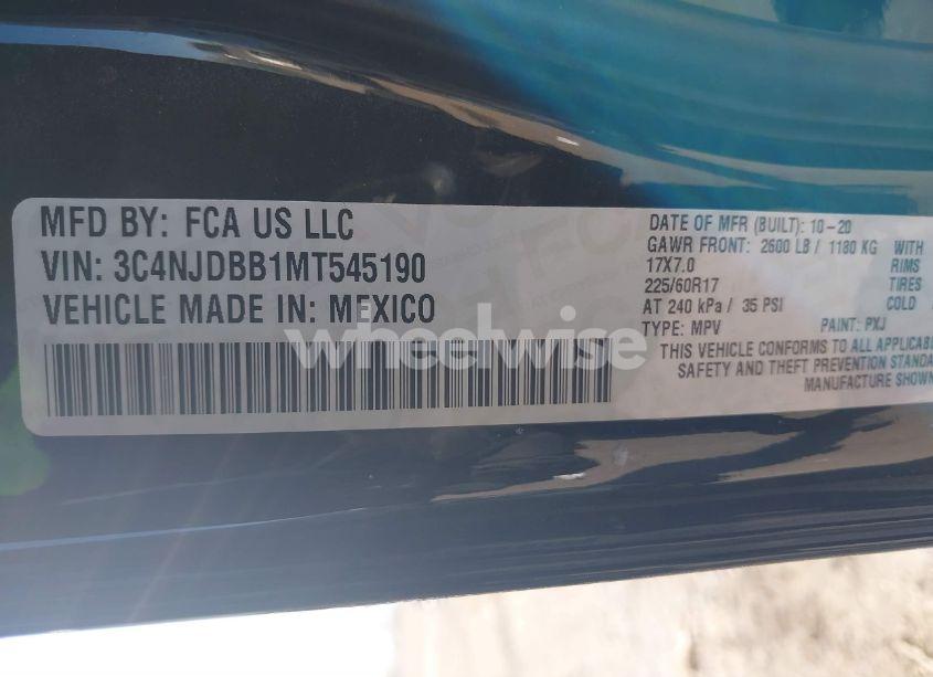 Photo 9 of 2021 Jeep Compass LATITUDE 4X4 (VIN 3C4NJDBB1MT545190)