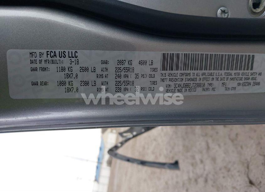 Photo 9 of 2018 Jeep Compass ALTITUDE 4X4 (VIN 3C4NJDBB2JT298810)