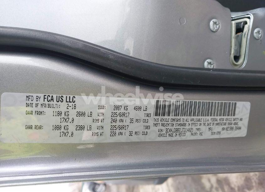 Photo 9 of 2018 Jeep Compass LATITUDE 4X4 (VIN 3C4NJDBB2JT314021)