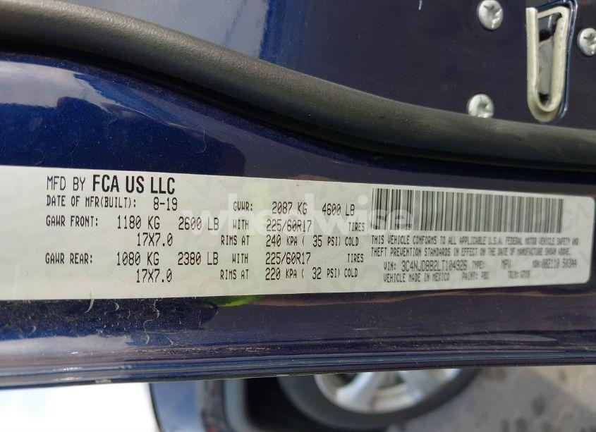 Photo 9 of 2020 Jeep Compass LATITUDE 4X4 (VIN 3C4NJDBB2LT104926)