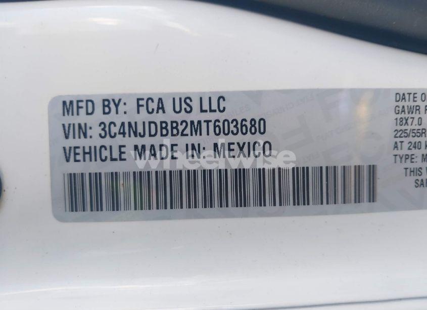 Photo 9 of 2021 Jeep Compass ALTITUDE 4X4 (VIN 3C4NJDBB2MT603680)