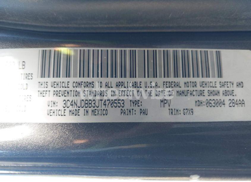 Photo 9 of 2018 Jeep Compass LATITUDE 4X4 (VIN 3C4NJDBB3JT470553)