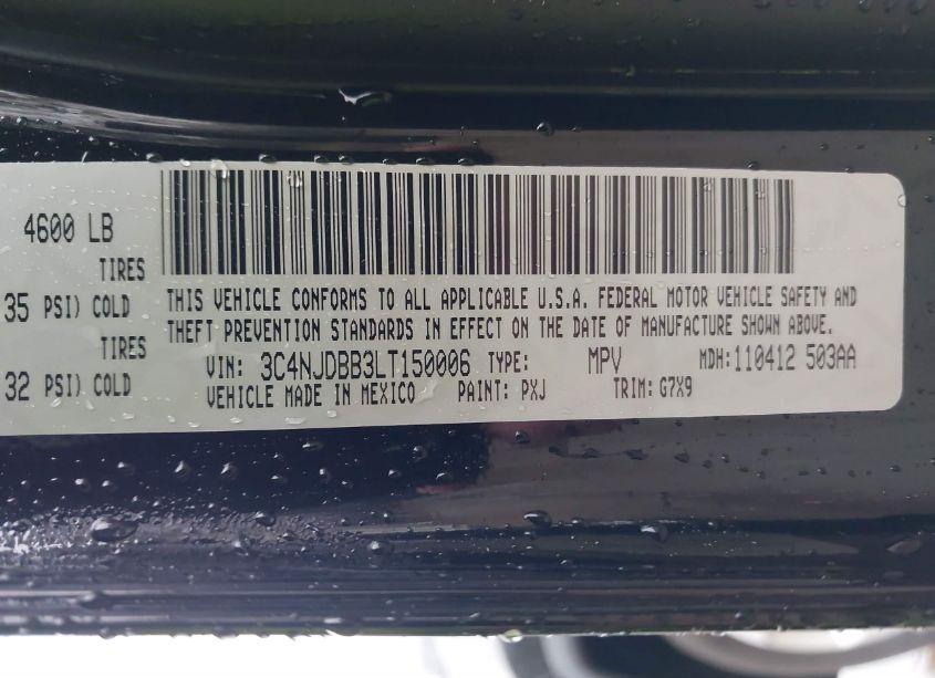 Photo 9 of 2020 Jeep Compass LATITUDE 4X4 (VIN 3C4NJDBB3LT150006)